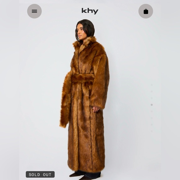 KHY Luxurious Brown Faux Fur Coat - Picture 5 of 12